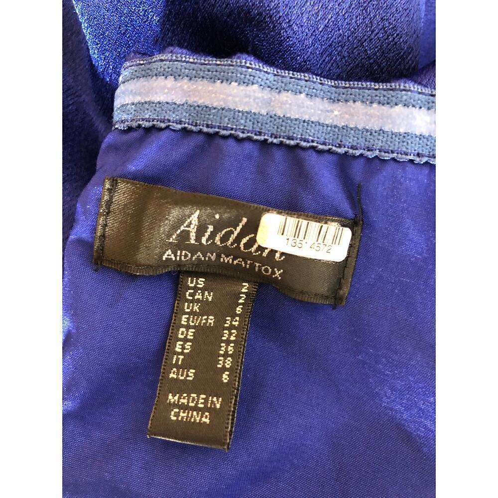 Aidan by Aidan Mattox Satin Dress One Shoulder Cutout Maxi Gown Royal Blue 2 - Picture 6 of 9